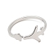 304 Stainless Steel Star & Airplane Open Cuff Ring for Women X-RJEW-M149-12P-1