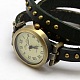 ファッショナブルなラップスタイルの革のローマ数字の時計のブレスレット  アンティークブロンズ合金時計のダイヤルと  ダークスレートグレー  610x8x5mm X-WACH-M054-03-2
