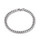 201 Stainless Steel Curb Chain Bracelet with 304 Stainless Steel Clasps for Men Women BJEW-M235-02A-P-1