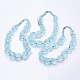 Colliers de perles aigue-marine synthétique rugueux NJEW-G924-03-4