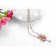 Bear Real Rose Gold Plated Tin Alloy Austrian Crystal Pendant Necklaces NJEW-AA00065-41RG-3