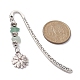 Gemstone Chip Beaded Pendant Bookmark with Alloy Flower/Tree of Life/Moon AJEW-JK00244-3