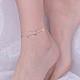 2Pcs 2 Style Flat Round Cubic Zirconia Charm Anklet with Cross JA195A-7