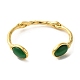 304 bracelet manchette en acier inoxydable avec agate verte naturelle BJEW-Q773-08G-2