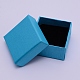紙箱  スナップカバー  スポンジマット付き  リングボックス  正方形  ディープスカイブルー  5x5x3.1cm CON-WH0076-61B-2