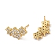 Rack Plating Brass Heart Stud Earrings with Cubic Zirconia EJEW-D061-50G-2