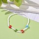 Peinture de cuisson de fleurs de marguerite faites à la main et bracelets extensibles en perles de verre teint BJEW-JB07668-01-2