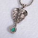 Antique Silver Plated Fashionable Retro Synthetic Turquoise Leaf Jewelry Sets: Earrings & Bracelets & Necklace SJEW-E044-03A-3