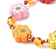 Плетеный браслет из бисера из натурального дерева с цветочным принтом для девочек-подростков BJEW-JB06915-01-3