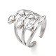 Экологически чистое латунное кольцо-манжета с микро-паве и прозрачным цирконием для женщин RJEW-A025-01P-1