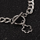 Flor pulseras de cadena doble vínculo de acero inoxidable de 304 BJEW-K064-P-2