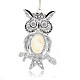 Antique Silver Plated Alloy Gemstone Owl Big Pendants G-N0085-01-2