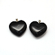 Heart Natural Black Stone Pendants G-Q355-05-2