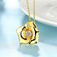 Real 18K Gold Plated Tin Alloy Czech Rhinestones Flower Pendant Necklaces NJEW-BB03972-G-4