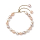Braccialetto scorrevole con perline rotonde in perle naturali colorate e ottone BJEW-JB09008-02-1