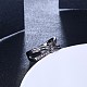 トレンドの真鍮製キュービックジルコニア指輪  蝶結び  パープル  ガンメタ色  usサイズ7（17.3mm） RJEW-BB27218-D-7-4