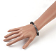 Stretch-Armbänder aus natürlichem Lavagestein und schwarzem Achat (gefärbt). BJEW-JB04006-04-3