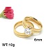 304ステンレススチールキュービックジルコニアのカップルリングは結婚式の指輪を係合刻ま  ゴールドカラー  サイズ9  19mm  6x2mm RJEW-V0101-B-1