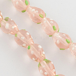 Handmade Lampwork 3D Strawberry Beads, Pink, 13~16x11mm, Hole: 2mm