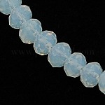 Perles de rondelle de verre de cristal brins, facette, blanc, 3.5x2.5~3mm, Trou: 1mm, Environ 138 pcs/chapelet, 12.9 pouce