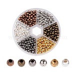 Séparateurs perles de fer rond, couleur mixte, 4mm, Trou: 1.5mm, environ 158pcs / compartiment, 948 pcs / boîte