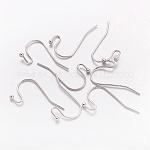 Brass Earring Hooks, Ear Wire, Lead Free & Cadmium Free & Nickel Free, Platinum, about 11mm wide, 22mm long, 0.75mm thick