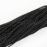 Плетеные имитация кожаные шнуры, круглая фурнитура для браслета, чёрные, 3x3 мм, около 103.89 ярда (95 м) / пачка
