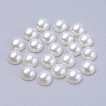 Cúpula semicubierta imitada perla cabochons acrílico, blanco cremoso, 7x3.5mm