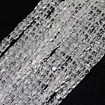 Glass Beads Strands, Faceted, Cube, Clear, 6x6x6mm, Hole: 1mm, about 99pcs/strand, 21 inch