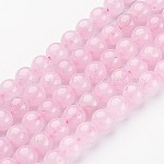 Piedras preciosas abalorios, Natural de cuarzo rosa, redondo, aproximamente 8 mm de diámetro, agujero: 1 mm, aproximamente 46 pcs / cadena, 15~16 pulgada