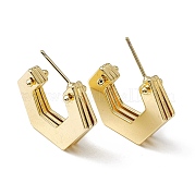 Brass Hexagon Stud Earrings KK-K271-19G