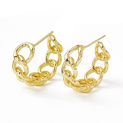 Brass Curb Chain Shaped Stud Earrings for Women KK-K271-31G