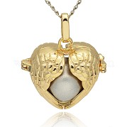 Golden Tone Brass Hollow Heart Cage Pendants KK-J241-02G