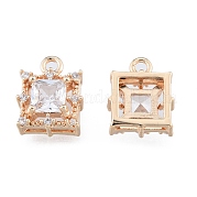 Brass Micro Pave Clear Cubic Zirconia Charms KK-N216-568LG