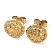 Ion Plating(IP) 304 Stainless Steel Flat Round Button Ear Studs for Women EJEW-P234-10G