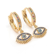 Серьги-кольца из латуни с микро-паве из фианита EJEW-G276-04G