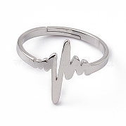 201 Stainless Steel Heart Beat Adjustable Ring for Women RJEW-K238-02P