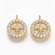 Brass Micro Pave Clear Cubic Zirconia Charms ZIRC-Q021-032G-NF