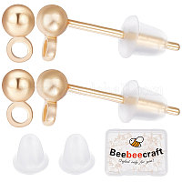 Wholesale Beebeecraft 1 Box 40Pcs Oval Earring Findings 24K Gold Plated Earring  Post with Hole and 40Pcs Ear Nuts Ear Stud Components for Jewelry Making 