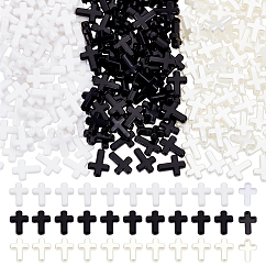360pcs 3 Farben undurchsichtige Acrylperlen, Kreuz, Mischfarbe, 15.5~16x12x4.5 mm, Bohrung: 2 mm, 120 Stk. je Farbe