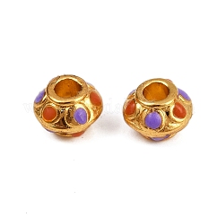 Perline smaltato in lega, placcato di lunga durata, rondelle, vero placcato oro 18k, colorato, 7.5x5.5mm, Foro: 3 mm