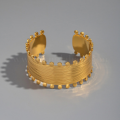 Braccialetti aperti in acciaio inossidabile 304 alla moda, braccialetti larghi per le donne, placcatura sotto vuoto pvd, vero placcato oro 18k, diametro interno: 2-1/8 pollice (5.5 cm)