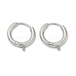 Accesorios para pendientes de aro huggie de acero inoxidable 304, con bucles, color acero inoxidable, 13.5x12x2mm, agujero: 1 mm