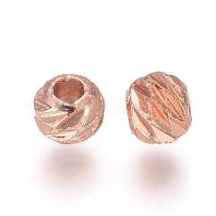Latón entrepieza de abalorios, corte de la suposición, rerondana plana, oro rosa, 3.5x3mm, agujero: 1.5 mm