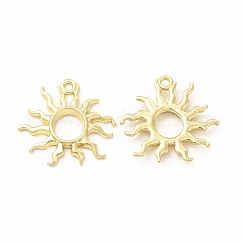 Colgantes de bisel espalda abierta de aleación de galjanoplastia, Sin cadmio y níque y plomo, amuletos de rayos de sol, la luz de oro, 24.5x25.5x3mm, agujero: 1.8 mm