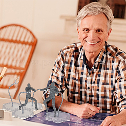 Zusammengebauter sechseckiger Präsentationsständer für Actionfiguren aus Kunststoff mit verstellbarem Stützarm aus Aluminiumlegierung&nbsp;ODIS-WH0080-11B