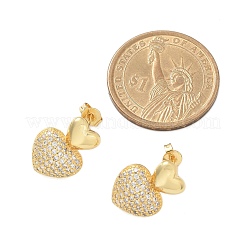 Aretes de circonita cúbica transparente con micropavé de latón para mujer&nbsp;EJEW-U034-01G-01