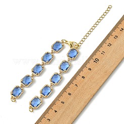 Herstellung von rechteckigen Gliederarmbändern aus Messing und Glas&nbsp;AJEW-JB01649