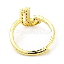 Anello regolabile con lettera iniziale smaltata a colori misti con zirconi chiari&nbsp;RJEW-P045-01G-J