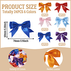 24 Stück 6 Farben Bowknot handgefertigtes Polyester-Ornament-Zubehör&nbsp;AJEW-TA0001-64